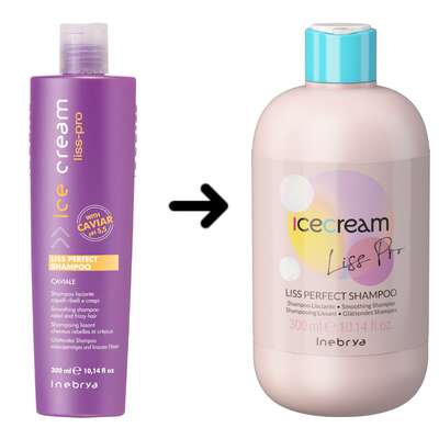 Inebrya Ice Cream Liss Perfect, Wygładzający szampon do włosów, 300ml