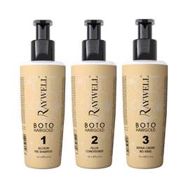 RAYWELL Boto Hairgold Kit Kuracja do włosów zniszczonych, 3 x 150ml
