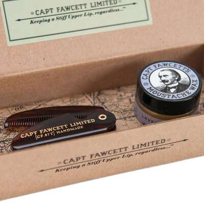 CAPT FAWCETT Moustache Wax Lavender + Folding Pocket Moustache Comb