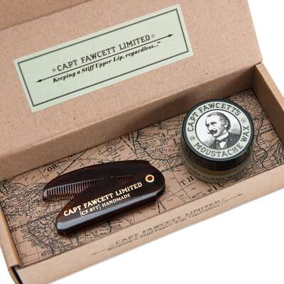 CAPT FAWCETT Moustache Wax Ylang Ylang + Folding Pocket Moustache Comb