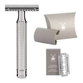 MUHLE Zestaw Radość Poranka Maszynka do golenia R89 + MUHLE Żyletki K1 10 szt. + MUHLE Osłonka na Głowicę Maszynki