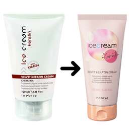 Inebrya Ice Cream Keratin Velvet Krem kuracja regenerująca do włosów, z keratyną, 100ml