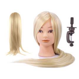 Główka fryzjerska treningowa blond włosy 60 cm