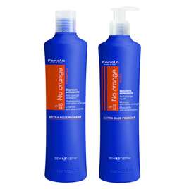 Fanola Zestaw No Orange szampon i maska do włosów brązowych, niwelujące odcienie miedziane, 2x350ml