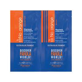 FANOLA No Orange szampon + maska, do włosów brązowych, niwelująca odcienie miedziane, SASZETKA 2x15ml