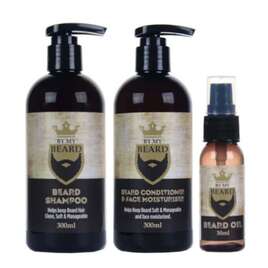 BY MY BEARD Zestaw kosmetyków do pielęgnacji brody i zarostu + kartacz szczotka do brody + szablon do brody + nożyczki