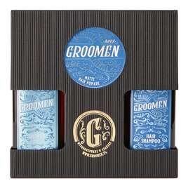 Groomen Zestaw do ciała i włosów AQUA (Szampon, pomada, żel do ciała)