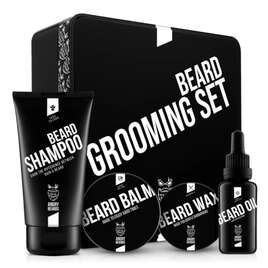 ANGRY BEARDS Zestaw prezentowy do pielęgnacji brody (Olejek Jack Saloon, Balsam Carl Smooth, Szampon do brody, Wosk do stylizacji)