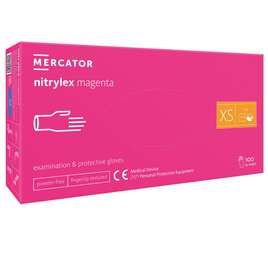 MERCATOR NITRYLEX MAGENTA Rękawice nitrylowe różowe rozmiar XS 100 sztuk