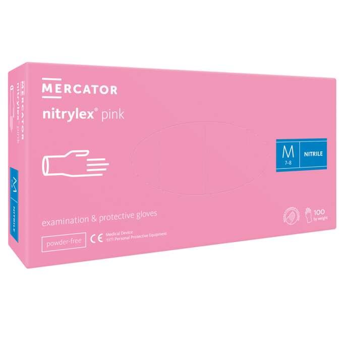 MERCATOR NITRYLEX PINK Rękawice nitrylowe różowe rozmiar M 100 sztuk