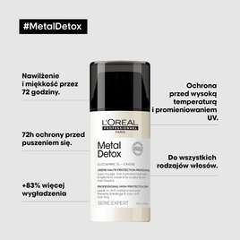 Loreal Professionnel Metal Detox Nawilżający krem do włosów, przeciw puszeniu się i łamaniu włosów, 100ml