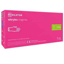 MERCATOR NITRYLEX MAGENTA Rękawice nitrylowe różowe rozmiar S 100 sztuk