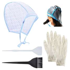 TOP CHOICE Zestaw do pasemek czepek do farbowania włosów szydełko pędzelek do baleyage 4w1