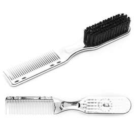 FOX Barber Expert Fade &amp; Beard Brush Szczotka i grzebień do brody 2w1 Silver