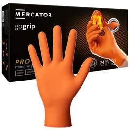 MERCATOR GOGRIP ORANGE Mocne grube rękawiczki nietrylowe L pomarańczowe 50 sztuk