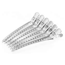 FOX Klipsy fryzjerskie metalowe, srebrne 6 sztuk